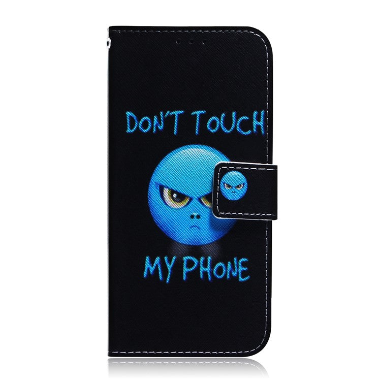 PU Leather + TPU Double Protection Fashionable Pattern Printing Wallet Stand Phone Case for Google Pixel 6a - Don't Touch My Phone