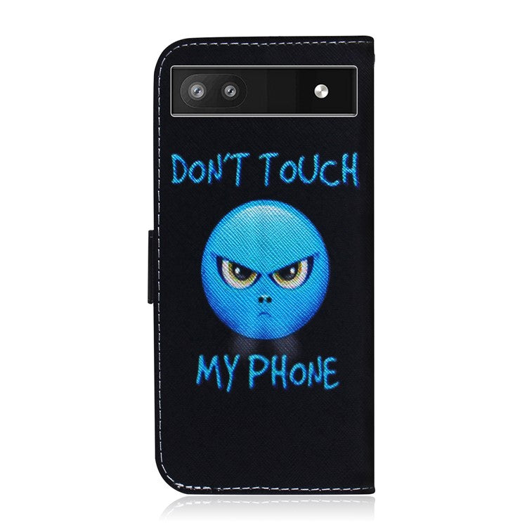 PU Leather + TPU Double Protection Fashionable Pattern Printing Wallet Stand Phone Case for Google Pixel 6a - Don't Touch My Phone