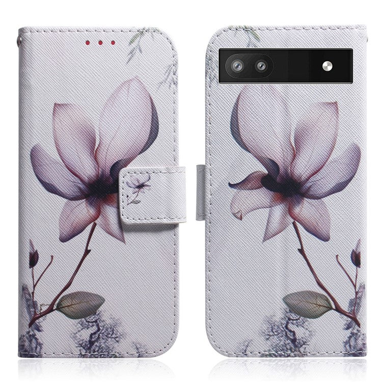 PU Leather + TPU Double Protection Fashionable Pattern Printing Wallet Stand Phone Case for Google Pixel 6a - Magnolia Flower