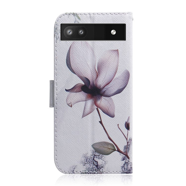 PU Leather + TPU Double Protection Fashionable Pattern Printing Wallet Stand Phone Case for Google Pixel 6a - Magnolia Flower