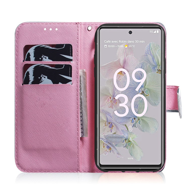 PU Leather + TPU Double Protection Fashionable Pattern Printing Wallet Stand Phone Case for Google Pixel 6a - Magnolia Flower