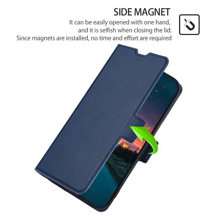 Ultra-thin Side Magnetic Clasp PU Leather Card Slot Design Anti-drop Phone Cover Stand Case for Google Pixel 6a - Blue