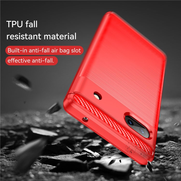 For Google Pixel 6a Shockproof TPU Case 1.8mm Brushed Surface Carbon Fiber Texture Phone Protector - Red