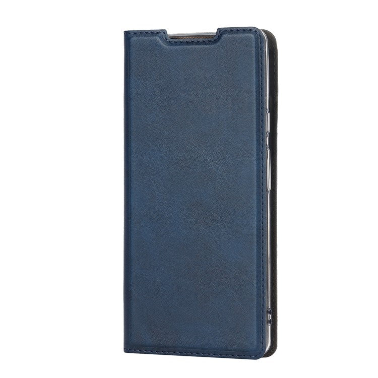 For Google Pixel 6 Pro Textured PU Leather Card Holder Case Stand Magnetic Auto-absorbed Protective Cover with Strap - Blue