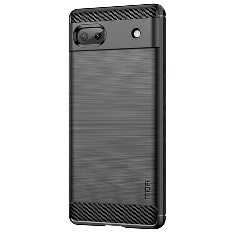 MOFI for Google Pixel 6a Scratch-resistant Stylish Phone Shell Carbon Fiber Texture Soft TPU Brushed Surface Cell Phone Case - Black