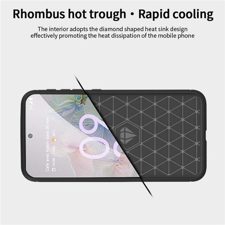 MOFI for Google Pixel 6a Scratch-resistant Stylish Phone Shell Carbon Fiber Texture Soft TPU Brushed Surface Cell Phone Case - Black