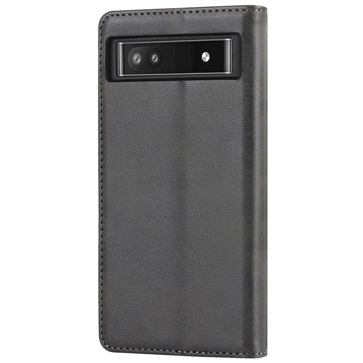 PU Leather + TPU Phone Case for Google Pixel 6a, Stand Wallet Shockproof Anti-fall Auto Closure Magnetic Cover - Black