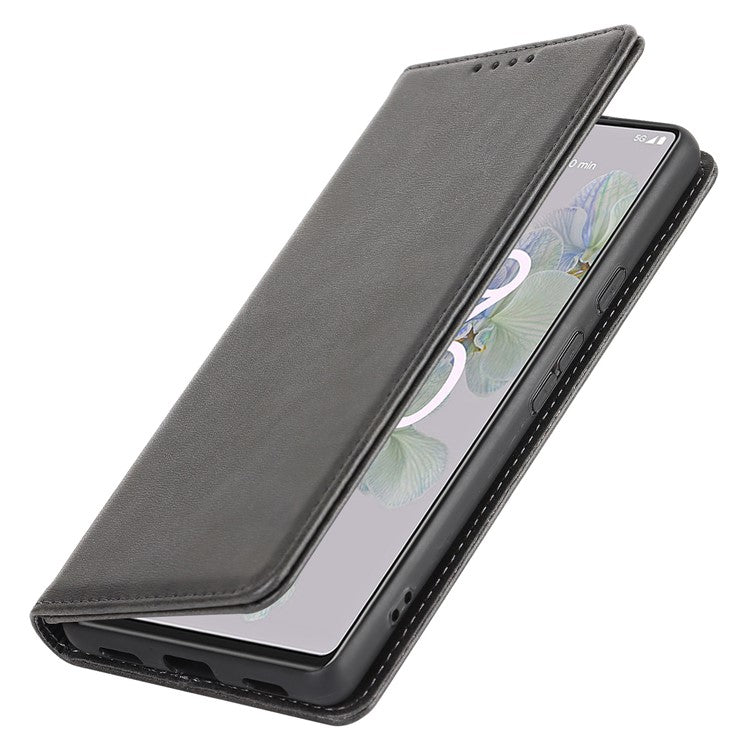 PU Leather + TPU Phone Case for Google Pixel 6a, Stand Wallet Shockproof Anti-fall Auto Closure Magnetic Cover - Black