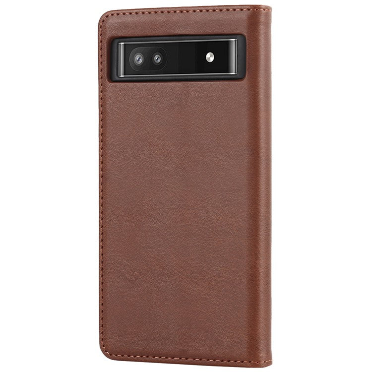 PU Leather + TPU Phone Case for Google Pixel 6a, Stand Wallet Shockproof Anti-fall Auto Closure Magnetic Cover - Dark Brown