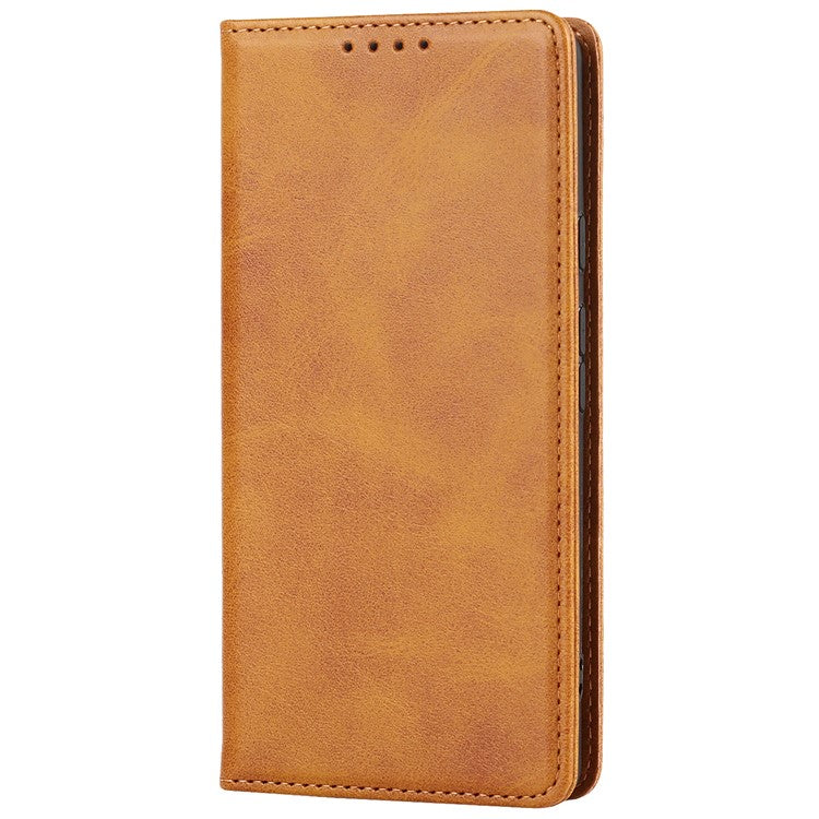 PU Leather + TPU Phone Case for Google Pixel 6a, Stand Wallet Shockproof Anti-fall Auto Closure Magnetic Cover - Light Brown