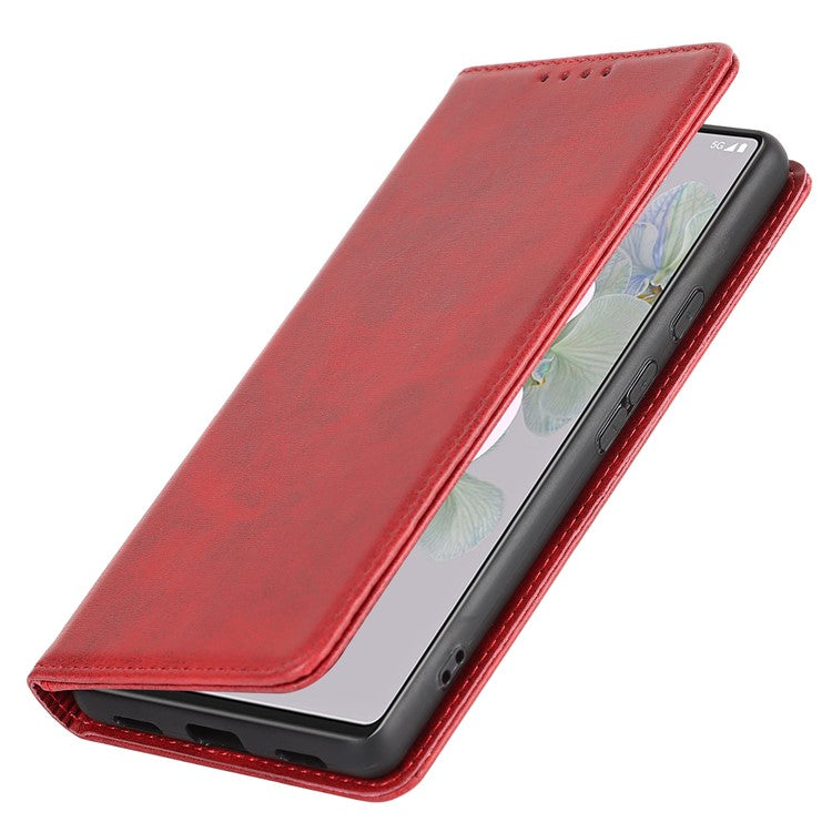 PU Leather + TPU Phone Case for Google Pixel 6a, Stand Wallet Shockproof Anti-fall Auto Closure Magnetic Cover - Red