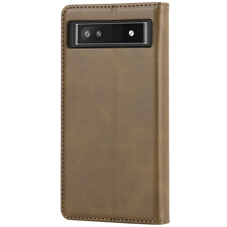 PU Leather + TPU Phone Case for Google Pixel 6a, Stand Wallet Shockproof Anti-fall Auto Closure Magnetic Cover - Dark Green