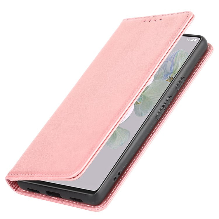 PU Leather + TPU Phone Case for Google Pixel 6a, Stand Wallet Shockproof Anti-fall Auto Closure Magnetic Cover - Rose Gold