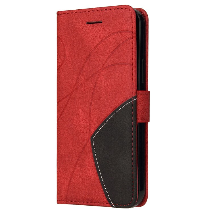 For Google Pixel 6a 5G KT Leather Series-1 Dual-color Splicing Phone Leather Case Stand Wallet Cover with Wrist Strap - Red