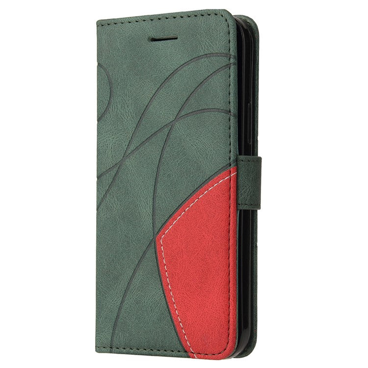 For Google Pixel 6a 5G KT Leather Series-1 Dual-color Splicing Phone Leather Case Stand Wallet Cover with Wrist Strap - Green