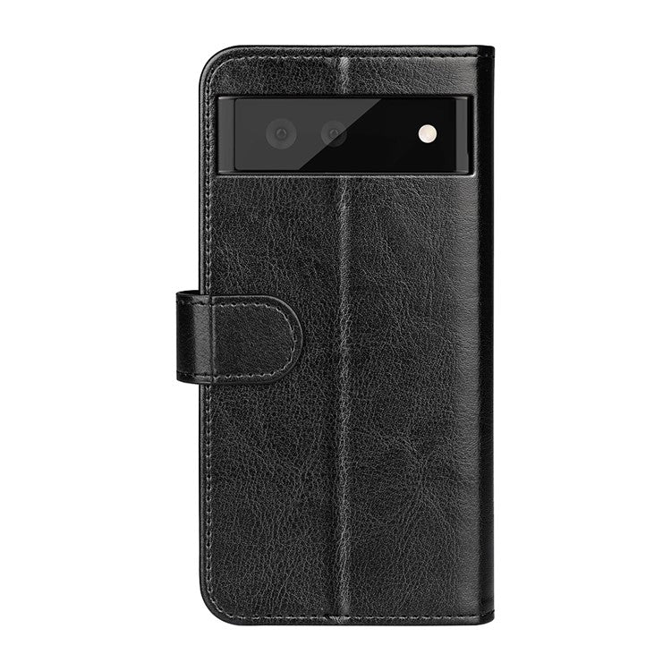 For Google Pixel 7 Pro 5G Crazy Horse Texture Phone Case PU Leather All-round Protection Stand Wallet Cover - Black