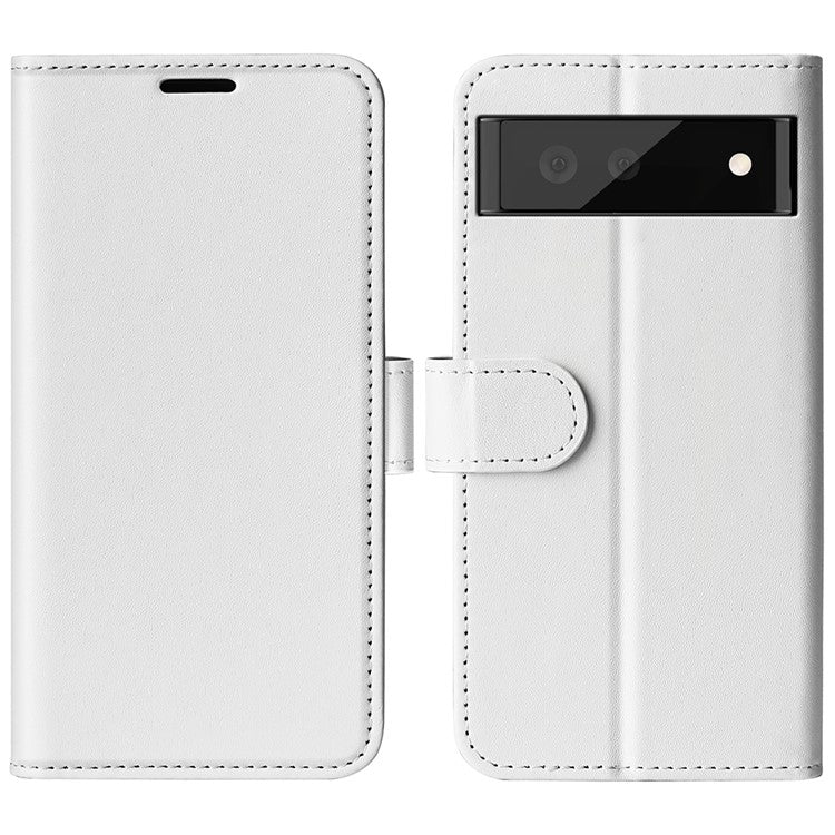 For Google Pixel 7 Pro 5G Crazy Horse Texture Phone Case PU Leather All-round Protection Stand Wallet Cover - White