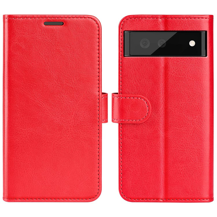 For Google Pixel 7 Pro 5G Crazy Horse Texture Phone Case PU Leather All-round Protection Stand Wallet Cover - Red