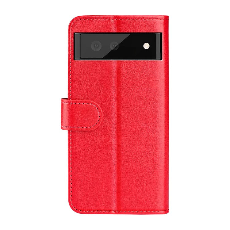 For Google Pixel 7 Pro 5G Crazy Horse Texture Phone Case PU Leather All-round Protection Stand Wallet Cover - Red