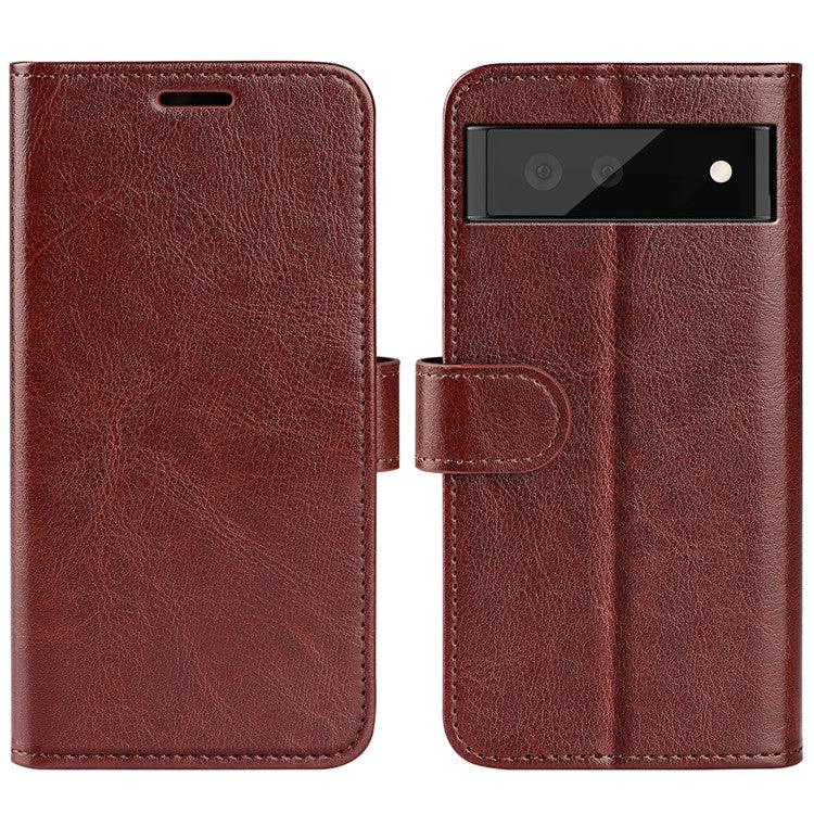 For Google Pixel 7 Pro 5G Crazy Horse Texture Phone Case PU Leather All-round Protection Stand Wallet Cover - Brown