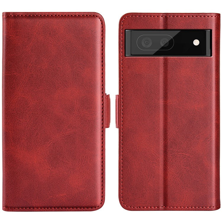 For Google Pixel 7 Pro 5G Magnetic Anti-fall Textured PU Leather Phone Case Adjustable Stand Wallet Cell Phone Cover - Red