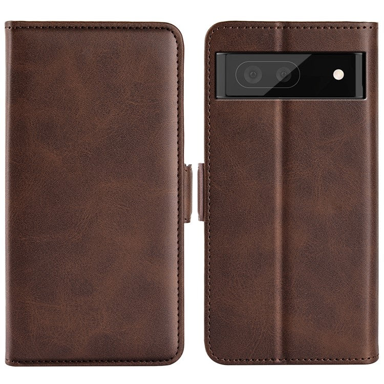 For Google Pixel 7 Pro 5G Magnetic Anti-fall Textured PU Leather Phone Case Adjustable Stand Wallet Cell Phone Cover - Brown