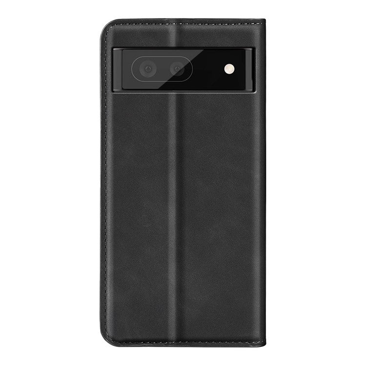 Skin-touch Feeling Leather Cover for Google Pixel 7 Pro 5G Stand Drop-proof Magnetic Auto Closing Wallet Phone Case - Black