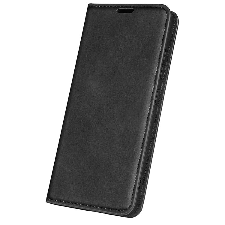 Skin-touch Feeling Leather Cover for Google Pixel 7 Pro 5G Stand Drop-proof Magnetic Auto Closing Wallet Phone Case - Black