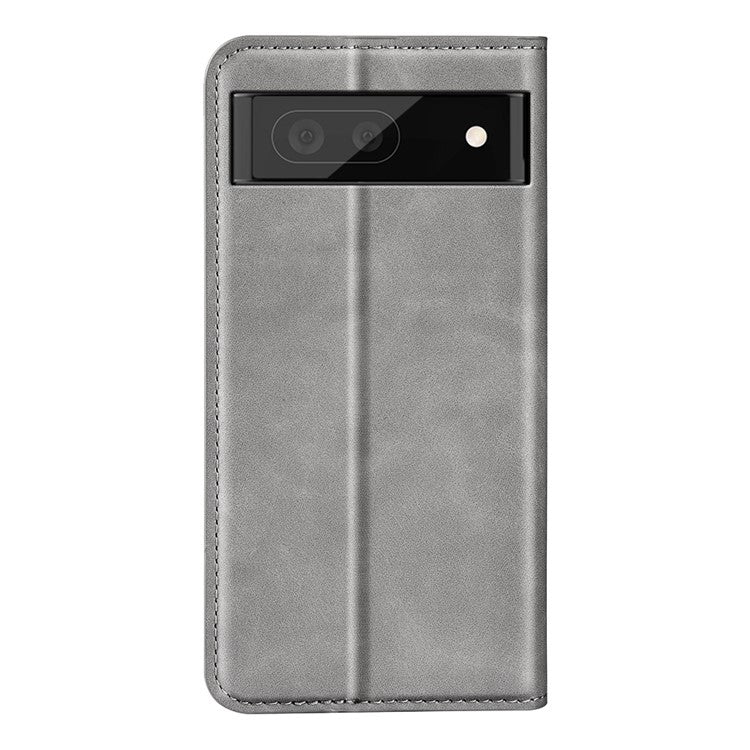 Skin-touch Feeling Leather Cover for Google Pixel 7 Pro 5G Stand Drop-proof Magnetic Auto Closing Wallet Phone Case - Grey