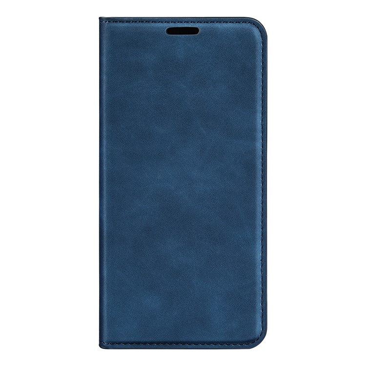 Skin-touch Feeling Leather Cover for Google Pixel 7 Pro 5G Stand Drop-proof Magnetic Auto Closing Wallet Phone Case - Blue