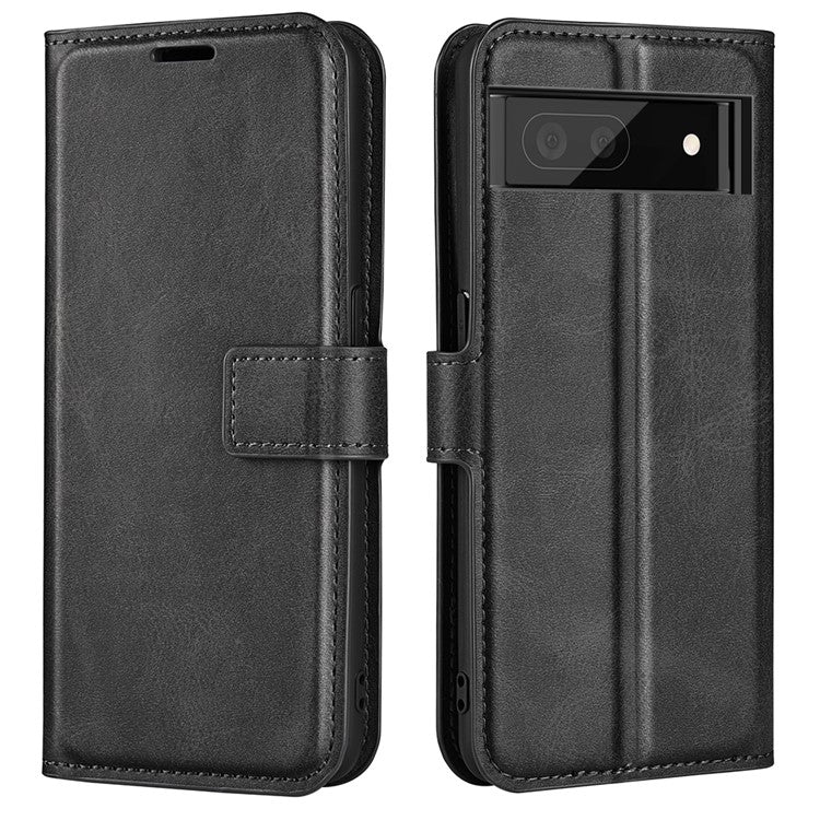 For Google Pixel 7 Pro 5G Drop-proof Textured PU Leather Wallet Phone Case Full Protection Stand Cover - Black