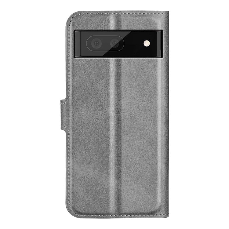 For Google Pixel 7 Pro 5G Drop-proof Textured PU Leather Wallet Phone Case Full Protection Stand Cover - Grey