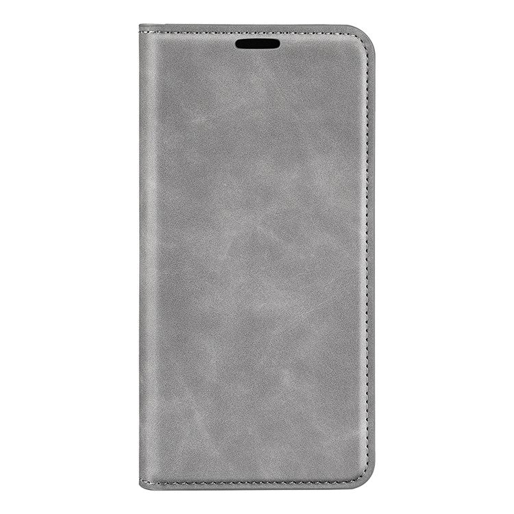 Stand Skin-touch Feeling Leather Cover for Google Pixel 7 5G, Scratch-resistant Magnetic Auto Closing Wallet Cell Phone Case - Grey