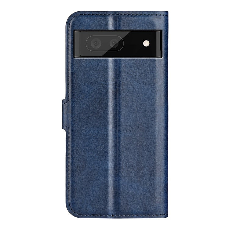 For Google Pixel 7 5G Anti-scratch Textured PU Leather Phone Case Well-protected Stand Wallet Cover - Blue