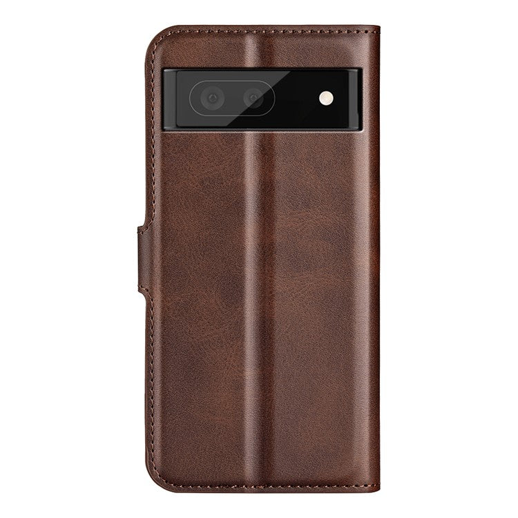 For Google Pixel 7 5G Anti-scratch Textured PU Leather Phone Case Well-protected Stand Wallet Cover - Brown