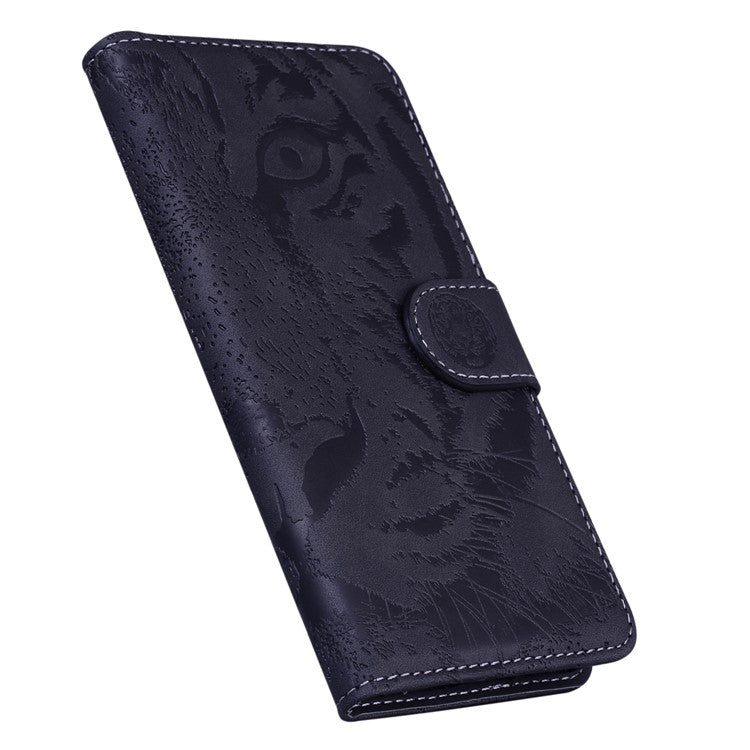 For Google Pixel 7 Pro 5G PU Leather Tiger Pattern Imprinted Wallet Phone Case with Foldable Stand - Black