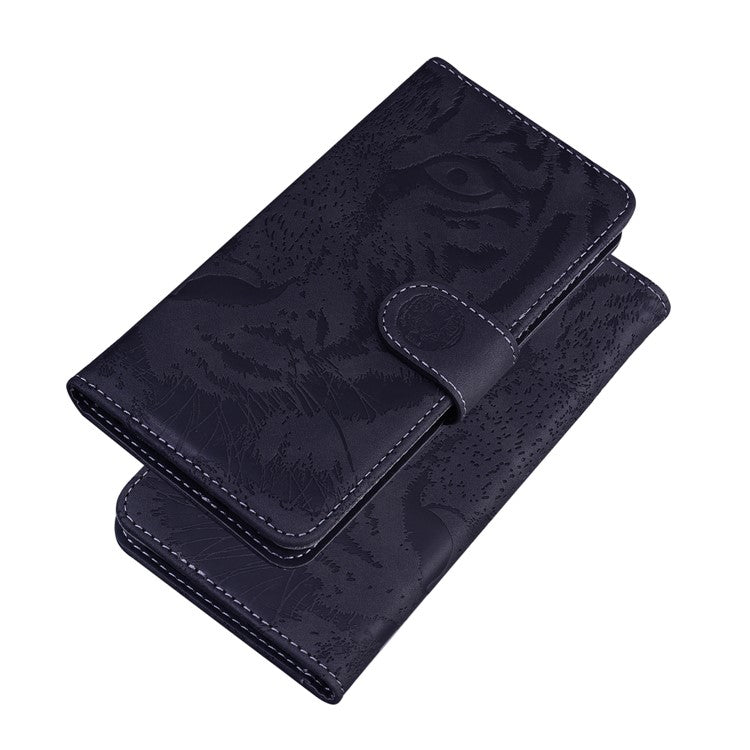 For Google Pixel 7 Pro 5G PU Leather Tiger Pattern Imprinted Wallet Phone Case with Foldable Stand - Black