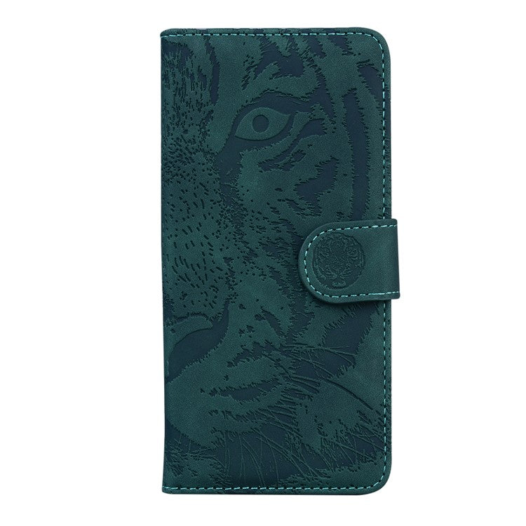 For Google Pixel 7 Pro 5G PU Leather Tiger Pattern Imprinted Wallet Phone Case with Foldable Stand - Green