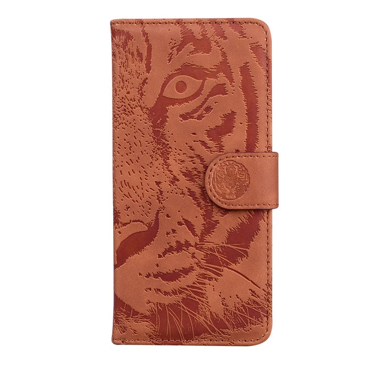 For Google Pixel 7 Pro 5G PU Leather Tiger Pattern Imprinted Wallet Phone Case with Foldable Stand - Brown