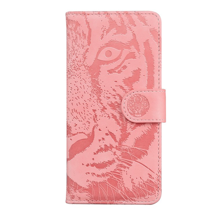 For Google Pixel 7 5G Tiger Pattern Imprinted Magnetic Clasp PU Leather Case Wallet Stand Phone Cover - Pink