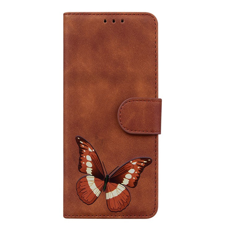 For Google Pixel 7 Pro 5G Butterfly Pattern Printing PU Leather Wallet Flip Case Stand Function Shockproof Phone Cover - Brown