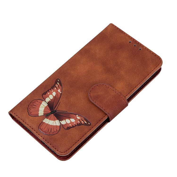 For Google Pixel 7 Pro 5G Butterfly Pattern Printing PU Leather Wallet Flip Case Stand Function Shockproof Phone Cover - Brown