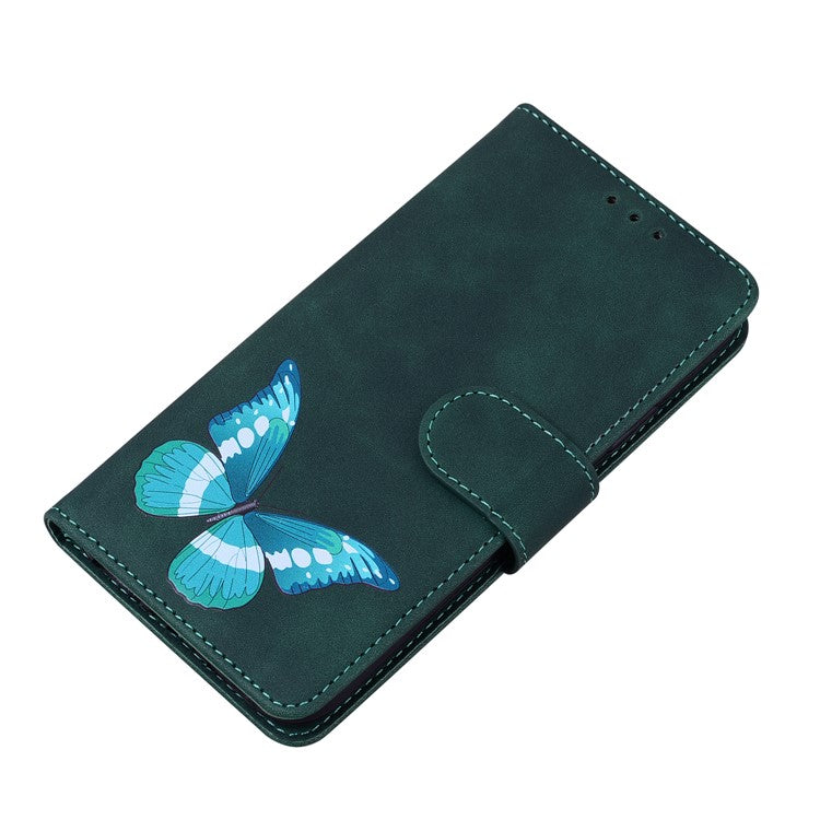 For Google Pixel 7 Pro 5G Butterfly Pattern Printing PU Leather Wallet Flip Case Stand Function Shockproof Phone Cover - Green