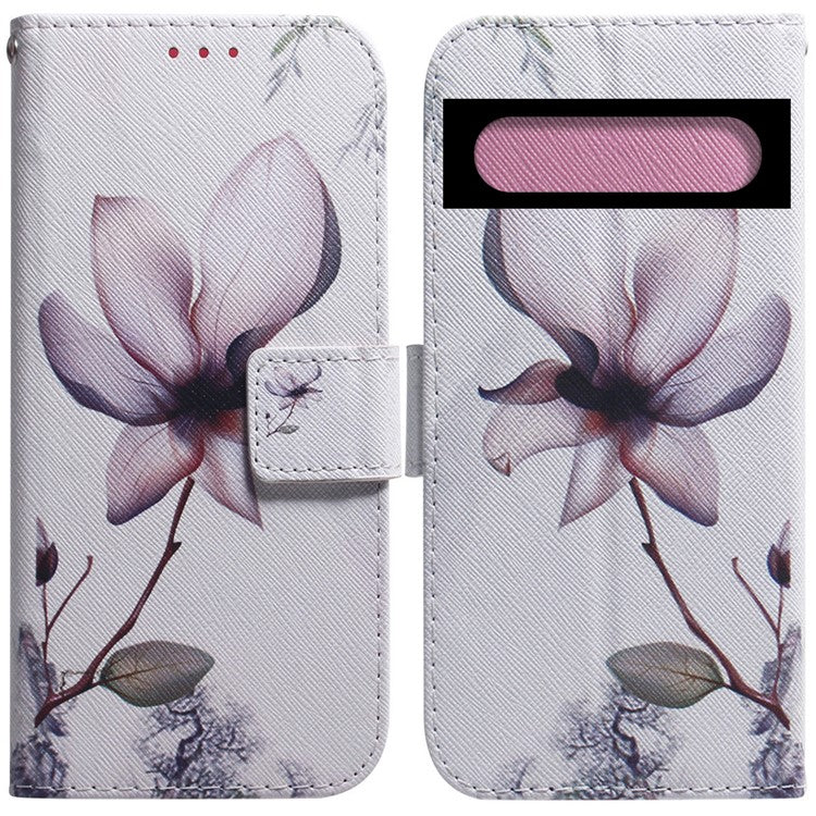 For Google Pixel 7 Pro 5G Pattern Printing Folding Stand PU Leather Folio Case Wallet Design Shockproof Protective Flip Cover - Pink Flower