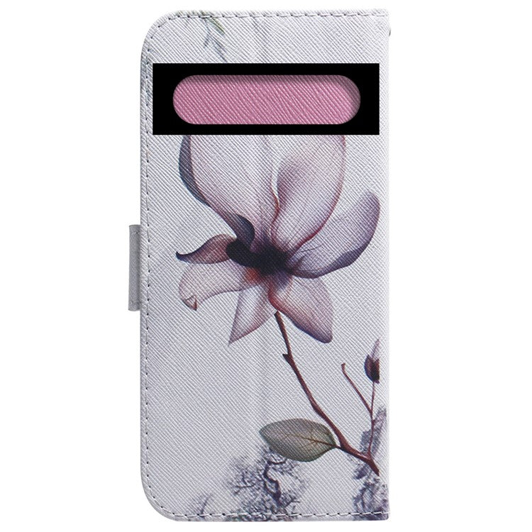 For Google Pixel 7 Pro 5G Pattern Printing Folding Stand PU Leather Folio Case Wallet Design Shockproof Protective Flip Cover - Pink Flower