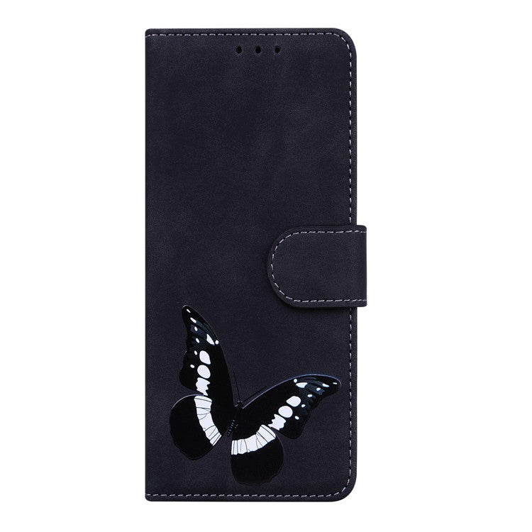 For Google Pixel 7 5G Cute Butterfly Pattern Printing PU Leather Case Wallet Sand Magnetic Closure Shockproof Flip Folio Cover - Black