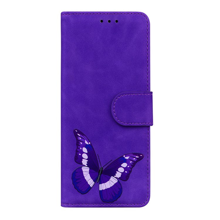 For Google Pixel 7 5G Cute Butterfly Pattern Printing PU Leather Case Wallet Sand Magnetic Closure Shockproof Flip Folio Cover - Purple