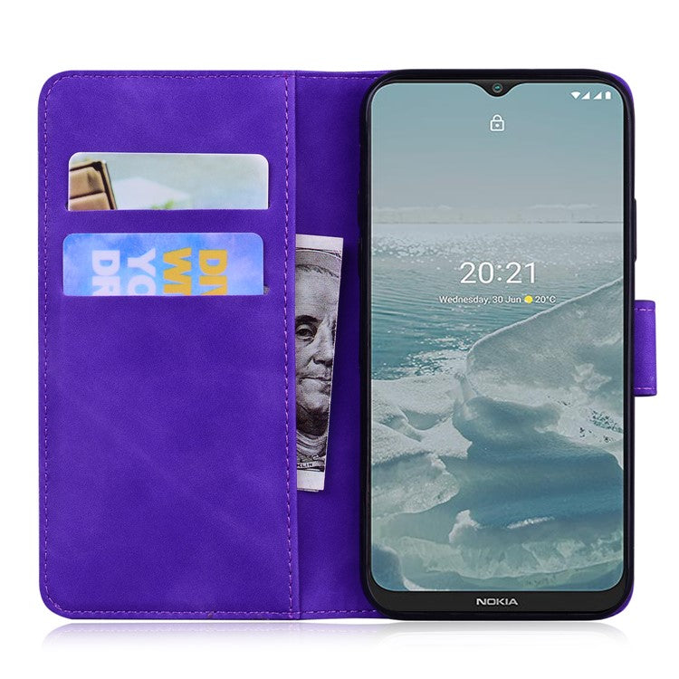 For Google Pixel 7 5G Cute Butterfly Pattern Printing PU Leather Case Wallet Sand Magnetic Closure Shockproof Flip Folio Cover - Purple