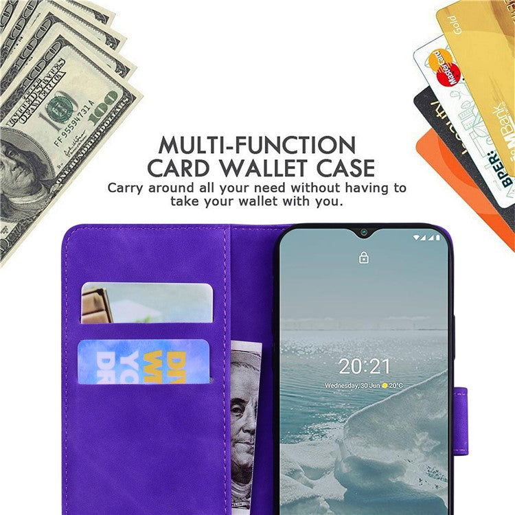 For Google Pixel 7 5G Cute Butterfly Pattern Printing PU Leather Case Wallet Sand Magnetic Closure Shockproof Flip Folio Cover - Purple