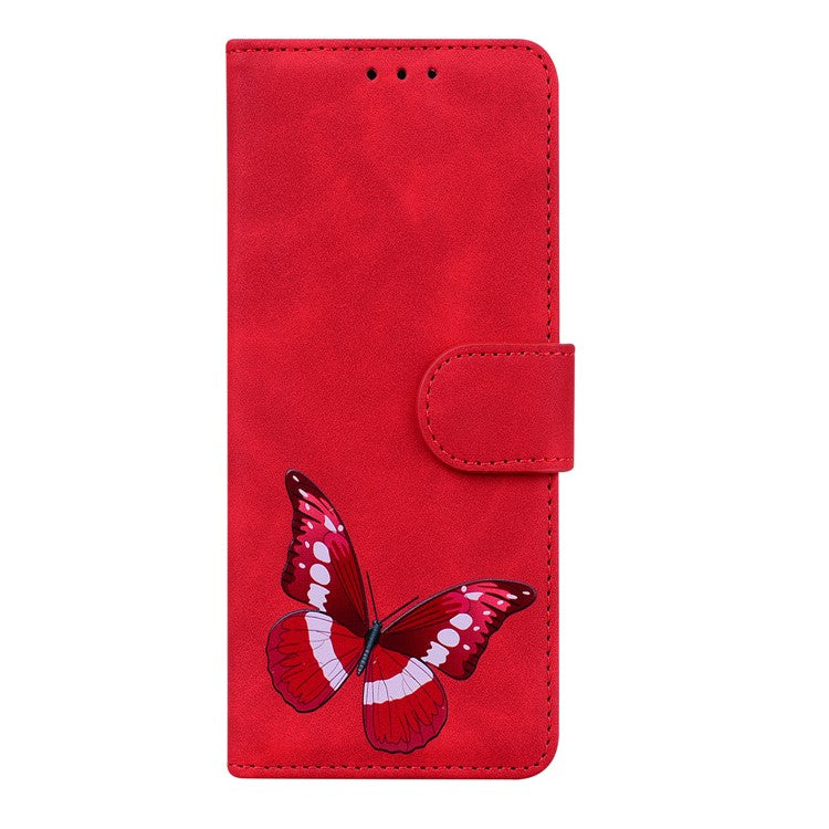 For Google Pixel 7 5G Cute Butterfly Pattern Printing PU Leather Case Wallet Sand Magnetic Closure Shockproof Flip Folio Cover - Red